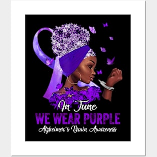 In June Wear Purple black womens Alzheimer's Brain Awareness Posters and Art